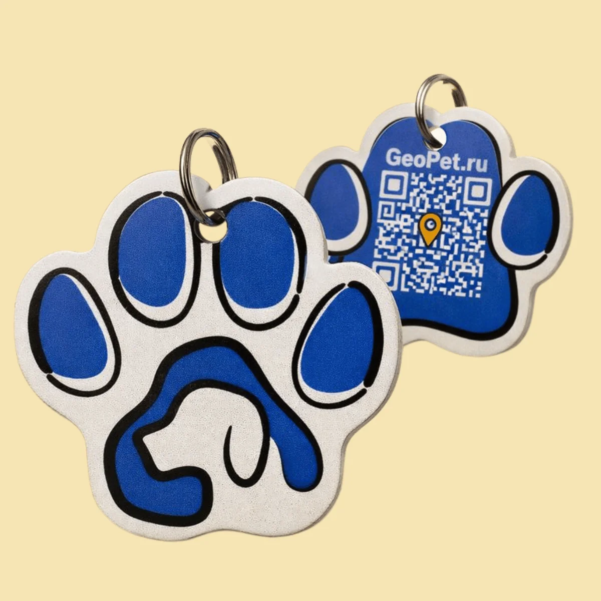 Адресник для собак с QR из пластика GeoPet ID: коллекция ярких дизайнов в ассортименте