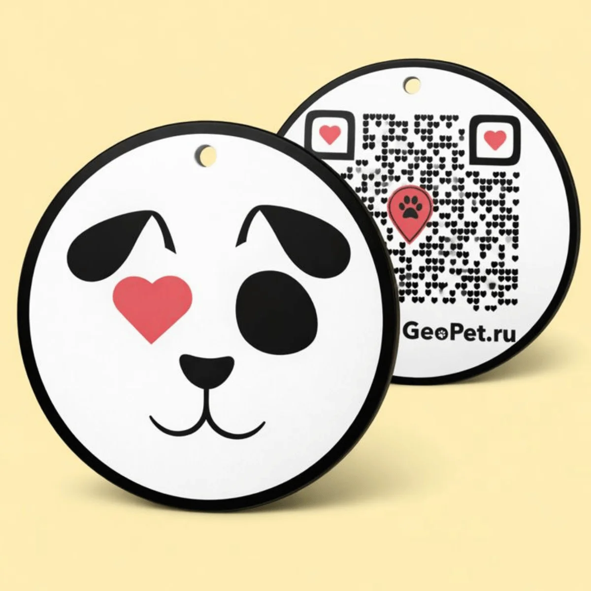 Адресник для собак с QR из пластика GeoPet ID: коллекция ярких дизайнов в ассортименте