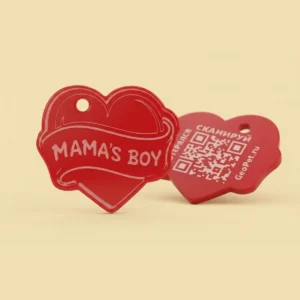 Адресник для собак и кошек «Mama's Boy» (Мамин сынок), жетон медальон на ошейник сердце красный
